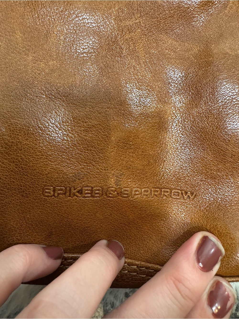 Spikes & Sparrow Genuine Leather Shoulder Bag Purse Brown Front Zip Pocket - Picture 4 of 12